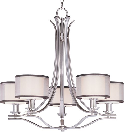 Picture of 100W Orion 5-Light Chandelier SN Satin White Glass MB Incandescent 36" Chain