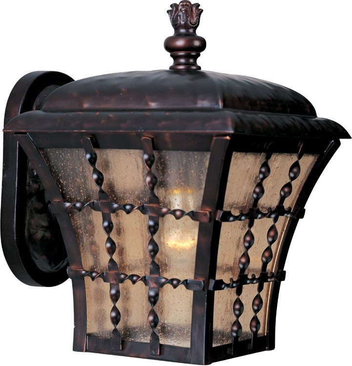 Foto para 100W Orleans 1-Light Outdoor Wall Lantern OI Amber Seedy Glass MB Incandescent 