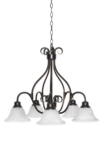 Foto para 100W Pacific 5-Light Chandelier KB Marble Glass MB Incandescent 26"x21.5" 36" Chain