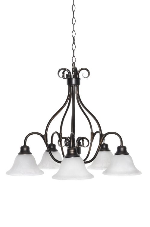 Foto para 100W Pacific 5-Light Chandelier KB Marble Glass MB Incandescent 26"x21.5" 36" Chain