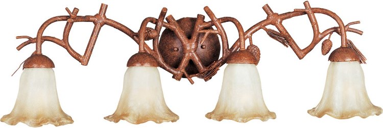 Foto para 100W Pine Grove 4-Light Bath Vanity PT Amber Vanilla Glass MB Incandescent 