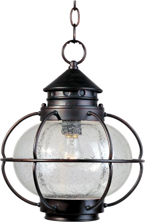 Foto para 100W Portsmouth 1-Light Outdoor Hanging Lantern OI Seedy Glass MB Incandescent 72" Chain