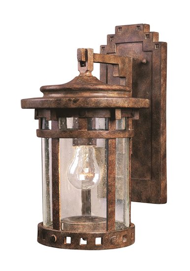 Foto para 100W Santa Barbara VX 1-Light Outdoor Wall Lantern SE Seedy Glass MB Incandescent 