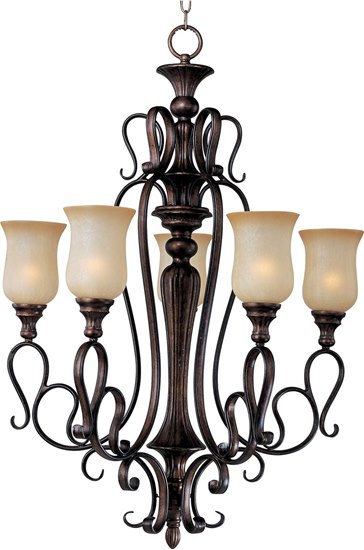 Picture of 100W Sausalito 5-Light Chandelier FL Mocha Cloud Glass MB Incandescent 36" Chain