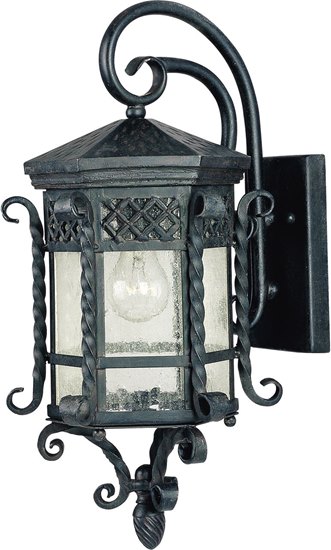 Picture of 100W Scottsdale 1-Light Outdoor Wall Lantern CF Seedy Glass MB Incandescent 