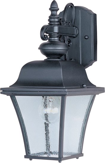 Picture of 100W Senator 1-Light Outdoor Wall Lantern BK Seedy Glass MB Incandescent 7"x15" 6-Min
