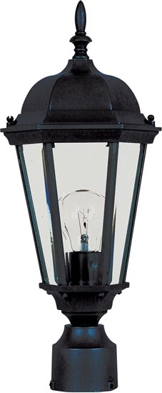Picture of 100W Westlake Cast 1-Light Outdoor Pole/Post Lantern BK Clear Glass MB Incandescent 6-Min