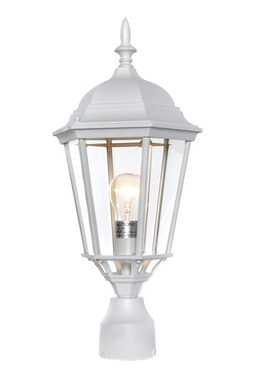 Picture of 100W Westlake Cast 1-Light Outdoor Pole/Post Lantern WT Clear Glass MB Incandescent 4-Min