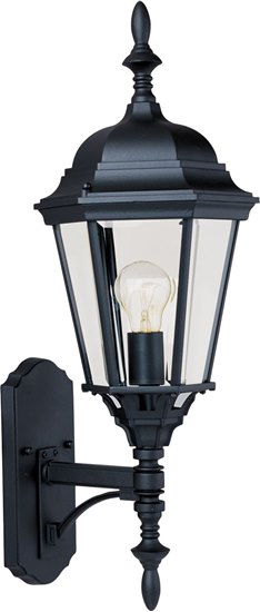 Foto para 100W Westlake Cast 1-Light Outdoor Wall Lantern BK Clear Glass MB Incandescent 9.5"x24" 4-Min