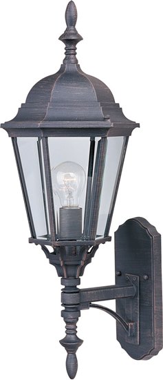 Picture of 100W Westlake Cast 1-Light Outdoor Wall Lantern RP Clear Glass MB Incandescent 9.5"x24" 4-Min