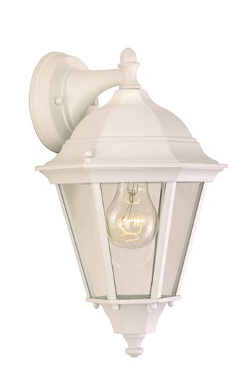 Picture of 100W Westlake Cast 1-Light Outdoor Wall Lantern WT Clear Glass MB Incandescent 8"x15" 6-Min