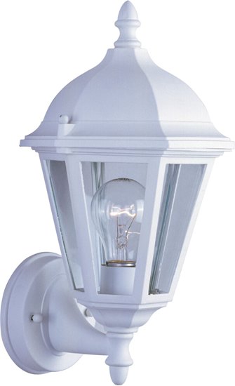 Picture of 100W Westlake Cast 1-Light Outdoor Wall Lantern WT Clear Glass MB Incandescent 8"x15" 6-Min