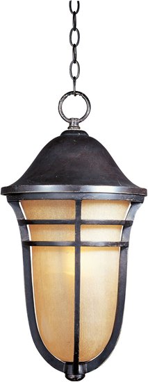 Picture of 100W Westport VX 1-Light Outdoor Hanging Lantern AT Mocha Cloud Glass MB Incandescent 72" Chain