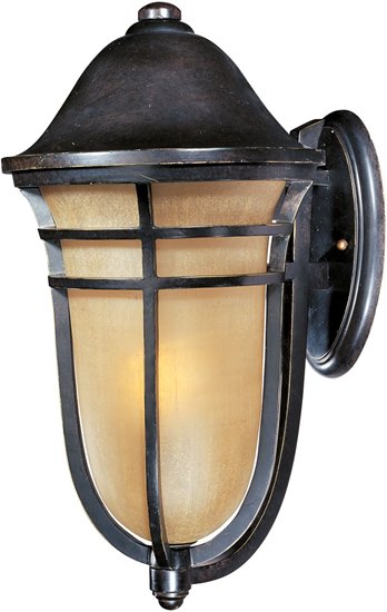 Picture of 100W Westport VX 1-Light Outdoor Wall Lantern AT Mocha Cloud Glass MB Incandescent 10.5"x21" 