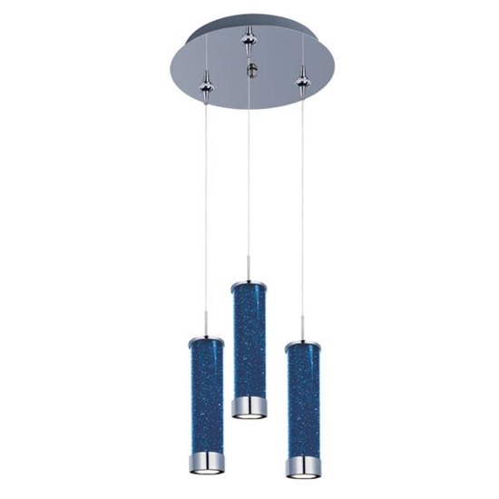 Picture of 11.5W Chroma 3-Light LED RapidJack Pendant and Canopy PC Sky Blue Glass Cree® LED (OA HT 22.5"-142.5") (CAN 11.75"x2.5")