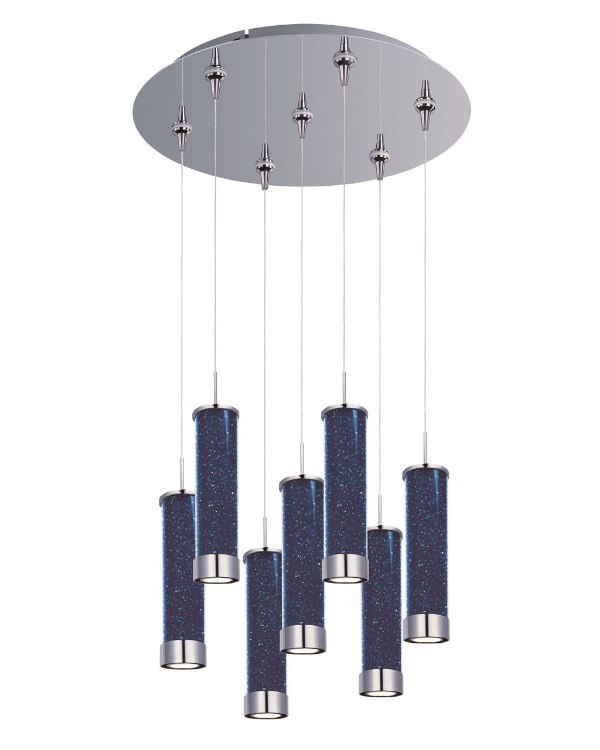 Foto para 11.5W Chroma 7-Light LED RapidJack Pendant and Canopy PC Sky Blue Glass Cree® LED (OA HT 22.5"-142.5") (CAN 17"x2.5")