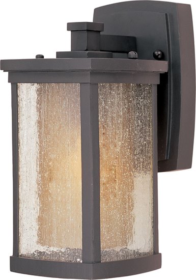 Picture of 13W Bungalow EE1-Light Wall Lantern Wet BZ Seedy/Wilshire Glass GU24 Fluorescent 6-Min