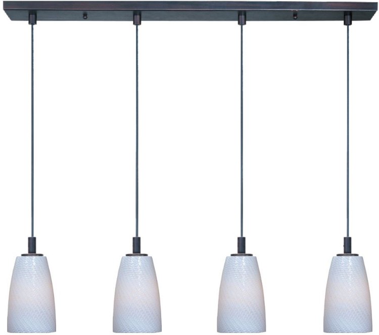 Foto para 13W Carte 4-Light Pendant BZ White Ripple G24- 2 Quad T4 CFL (OA HT 24"-60")