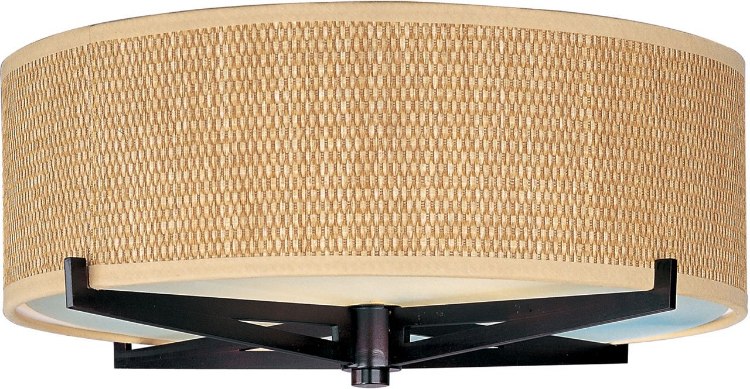 Foto para 18W Elements 3-Light Flush Mount OI Natural Fiber GU24 Fluorescent 16"x5.25" 