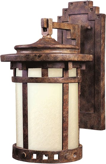 Picture of 18W Santa Barbara EE 1-Light Outdoor Wall Lantern SE Mocha Glass GU24 Fluorescent 