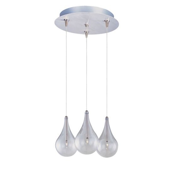Picture of 20W Larmes 3-Light RapidJack Pendant and Canopy SN Clear Glass 12V G4 Xenon (OA HT 8.25"-128.5") (CAN 11.75"x1.25")