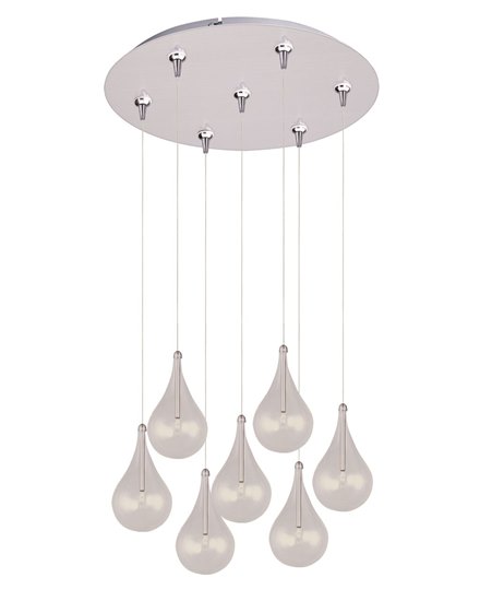 Picture of 20W Larmes 7-Light RapidJack Pendant and Canopy SN Clear Glass 12V G4 Xenon (OA HT 9.75"-129.75") (CAN 17"x2.5")