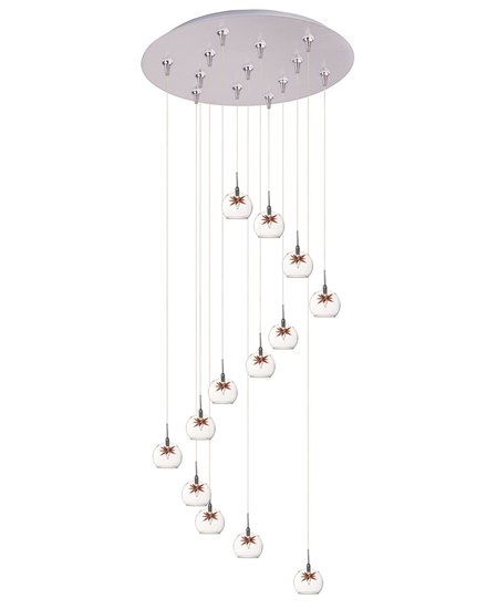 Picture of 20W Starburst 13-Light RapidJack Pendant and Canopy SN Clear/Amber Glass 12V G4 Xenon (OA HT 6.5"-126.5") (CAN 21"x2.5")