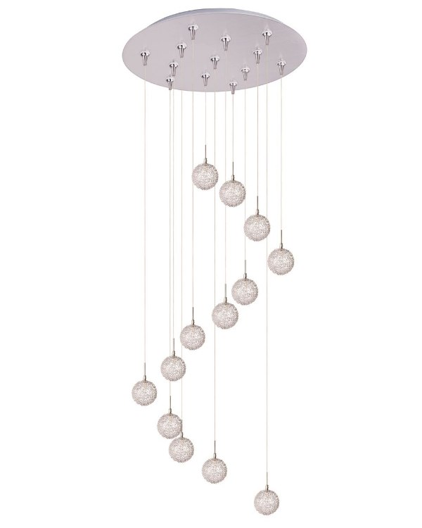 Foto para 20W Starburst 13-Light RapidJack Pendant and Canopy SN Mesh Glass 12V G4 Xenon (OA HT 6.5"-126.5") (CAN 21"x2.5")