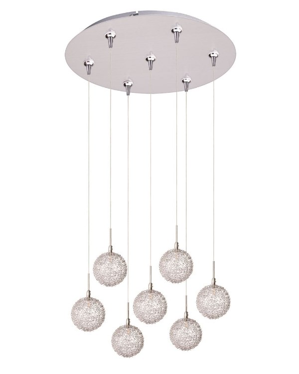 Foto para 20W Starburst 7-Light RapidJack Pendant and Canopy SN Mesh Glass 12V G4 Xenon (OA HT 6.5"-126.5") (CAN 17"x2.5")