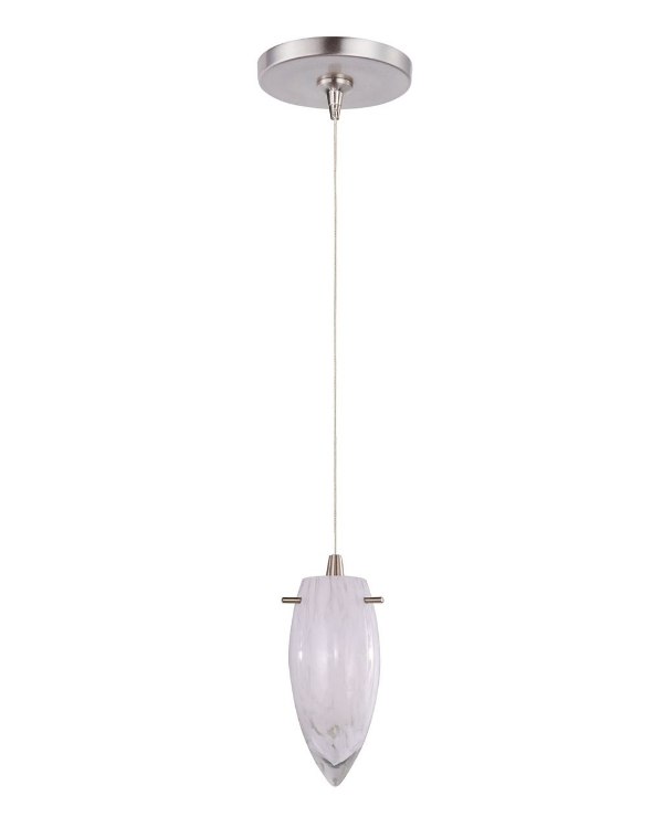 Foto para 35W White Cirrus 1-Light RapidJack Pendant and Canopy SN Glass 12V G4 Xenon (OA HT 8"-128") (CAN 4.5"x4.25")