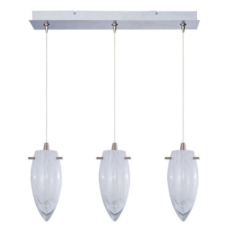 Foto para 35W White Cirrus 3-Light RapidJack Pendant and Canopy SN Glass 12V G4 Xenon (OA HT 8"-128.25") (CAN 24.25"x4.25"x1.25")