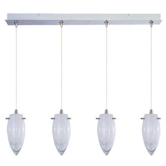 Picture of 35W White Cirrus 4-Light RapidJack Pendant and Canopy SN Glass 12V G4 Xenon (OA HT 9.25"-129.25") (CAN 34.5"x4.5"x2.25")