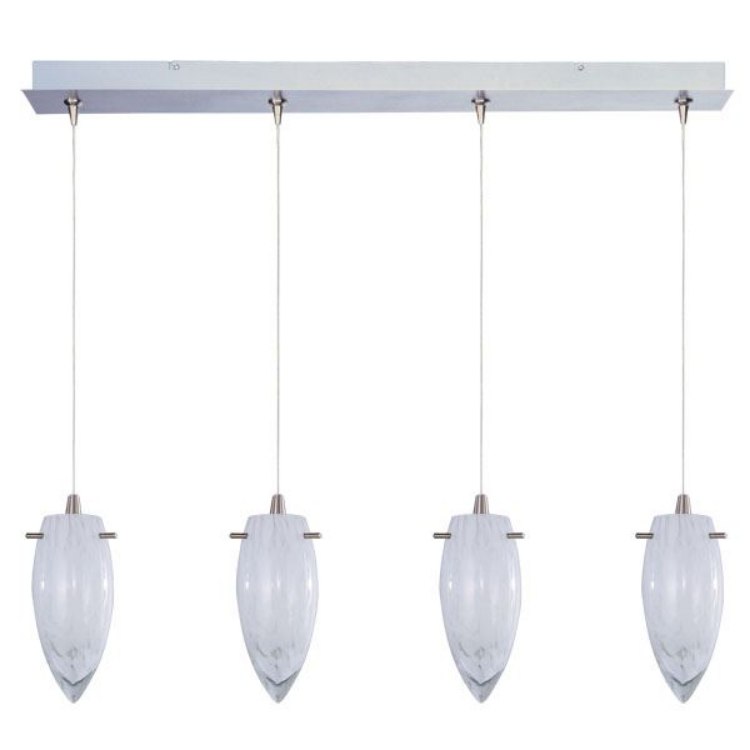 Foto para 35W White Cirrus 4-Light RapidJack Pendant and Canopy SN Glass 12V G4 Xenon (OA HT 9.25"-129.25") (CAN 34.5"x4.5"x2.25")