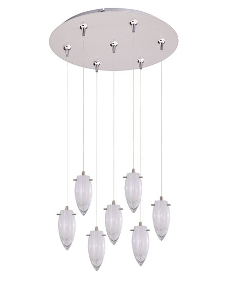 Picture of 35W White Cirrus 7-Light RapidJack Pendant and Canopy SN Glass 12V G4 Xenon (OA HT 9.5"-129.5") (CAN 17"x2.5")