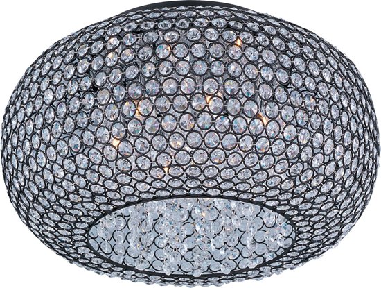 Picture of 40W Glimmer 6-Light Flush Mount BZ Beveled Crystal Glass G9 Xenon 18"x8.75" 