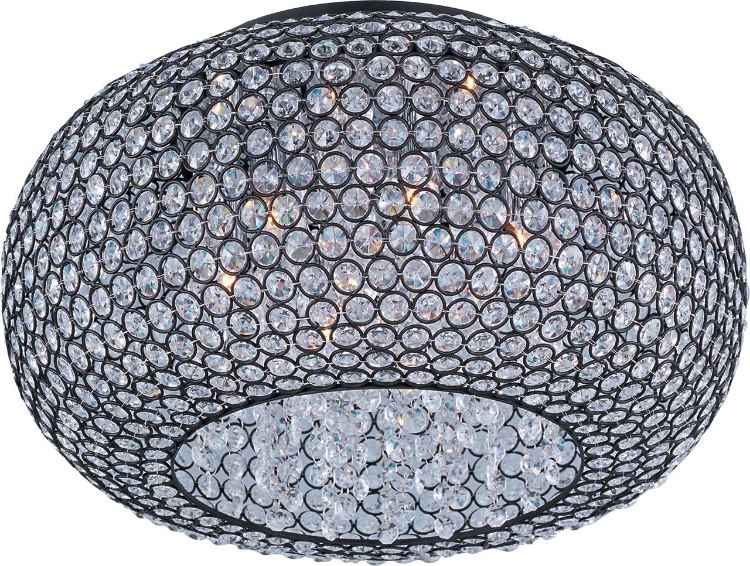 Picture of 40W Glimmer 6-Light Flush Mount BZ Beveled Crystal Glass G9 Xenon 18"x8.75" 