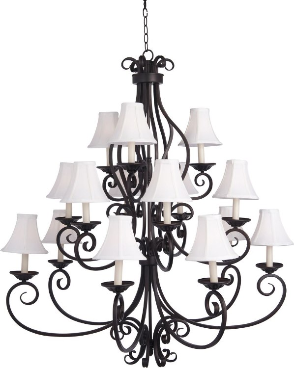 Foto para 40W Manor 15-Light Chandelier with Shades OI Fabric CA Incandescent 72" Chain