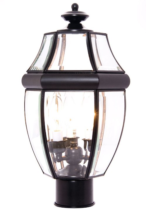 Foto para 40W South Park 3-Light Outdoor Pole/Post Lantern BK Clear Glass CA Incandescent 9.5"x18.5" 