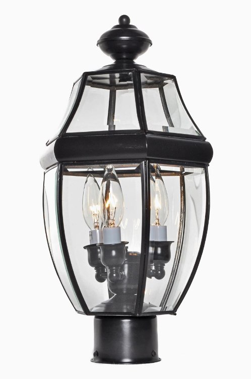 Foto para 40W South Park 3-Light Outdoor Pole/Post Lantern BU Clear Glass CA Incandescent 9.5"x18.5" 