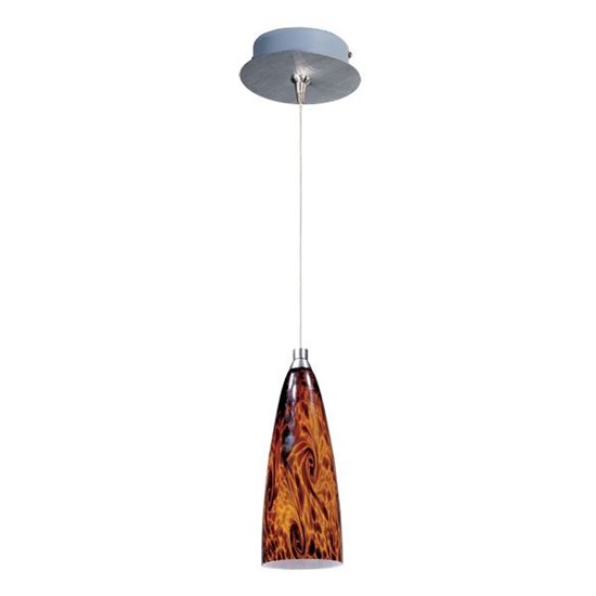 Picture of 50W Amber Lava 1-Light RapidJack Pendant and Canopy SN Glass 12V GY6.35 T4 Xenon (OA HT 12.25"-131.25") (CAN 5.75"x1.25")