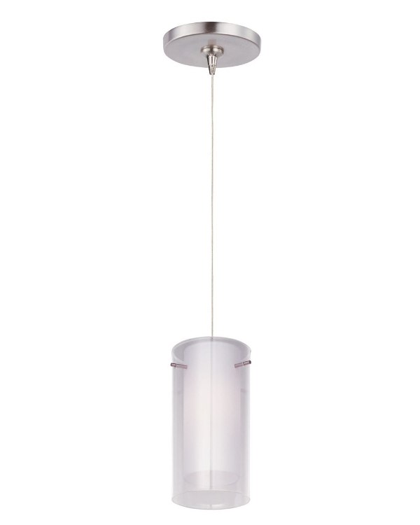 Foto para 50W Frost 1-Light RapidJack Pendant and Canopy SN Clear/White Glass 12V GY6.35 T4 Xenon (OA HT 8"-128") (CAN 4.5"x4.25")