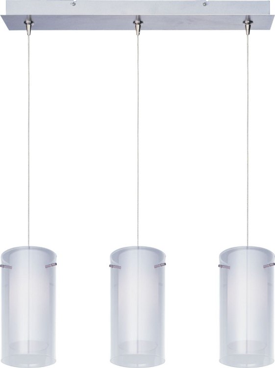 Foto para 50W Frost 3-Light RapidJack Pendant and Canopy SN Clear/White Glass 12V GY6.35 T4 Xenon (OA HT 8"-128.25") (CAN 24.25"x4.25"x1.25")