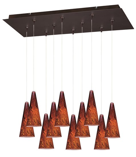 Picture of 50W Lava 10-Light RapidJack Pendant and Canopy BZ Amber Lava Glass 12V GY6.35 T4 Xenon (OA HT 12.5"-132.5") (CAN 31.5"x12.5"x2.5")