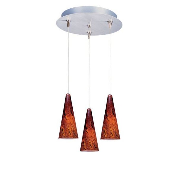 Foto para 50W Lava 3-Light RapidJack Pendant and Canopy SN Amber Lava Glass 12V GY6.35 T4 Xenon (OA HT 11"-131.25") (CAN 11.75"x1.25")