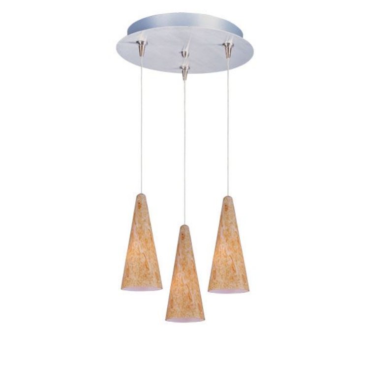 Foto para 50W Lava 3-Light RapidJack Pendant and Canopy SN Gold Lava Glass 12V GY6.35 T4 Xenon (OA HT 11"-131.25") (CAN 11.75"x1.25")