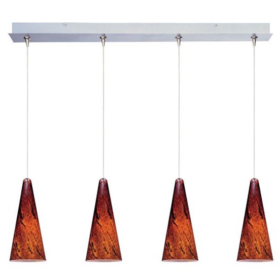 Picture of 50W Lava 4-Light RapidJack Pendant and Canopy SN Amber Lava Glass 12V GY6.35 T4 Xenon (OA HT 12.25"-132.25") (CAN 34.5"x4.5"x2.25")