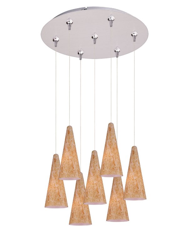 Foto para 50W Lava 7-Light RapidJack Pendant and Canopy SN Gold Lava Glass 12V GY6.35 T4 Xenon (OA HT 12.5"-132.5") (CAN 17"x2.5")