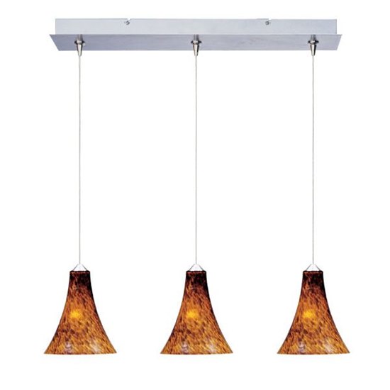 Picture of 50W Leopard 3-Light RapidJack Pendant and Canopy SN Amber Leopard Glass 12V GY6.35 T4 Xenon (OA HT 8.5"-128.75") (CAN 24.25"x4.25"x1.25")