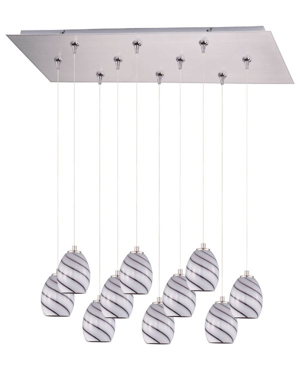 Foto para 50W Swirl 10-Light RapidJack Pendant and Canopy SN Grape Swirl Glass 12V GY6.35 T4 Xenon (OA HT 10"-130") (CAN 31.5"x12.5"x2.5")