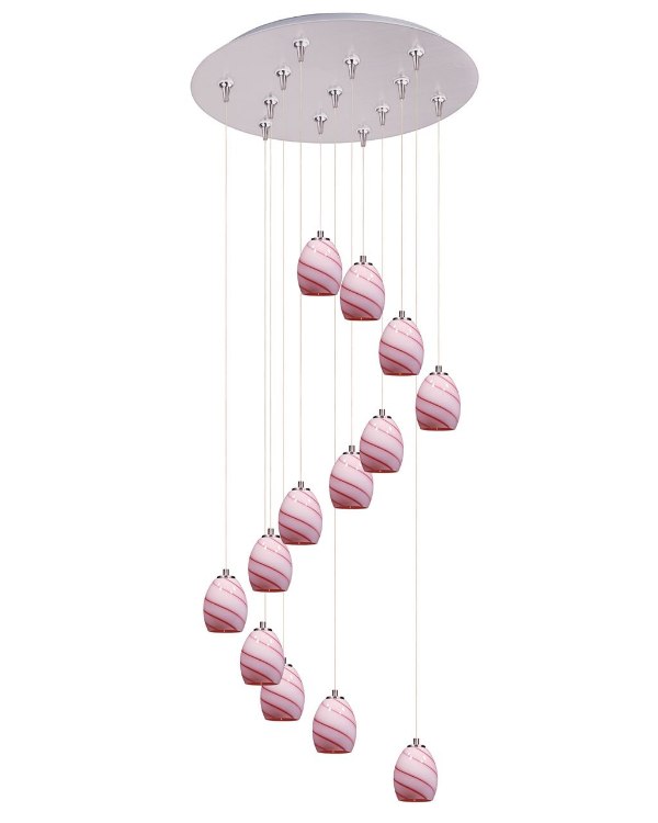 Foto para 50W Swirl 13-Light RapidJack Pendant and Canopy SN Cherry Swirl Glass 12V GY6.35 T4 Xenon (OA HT 10"-130") (CAN 21"x2.5")